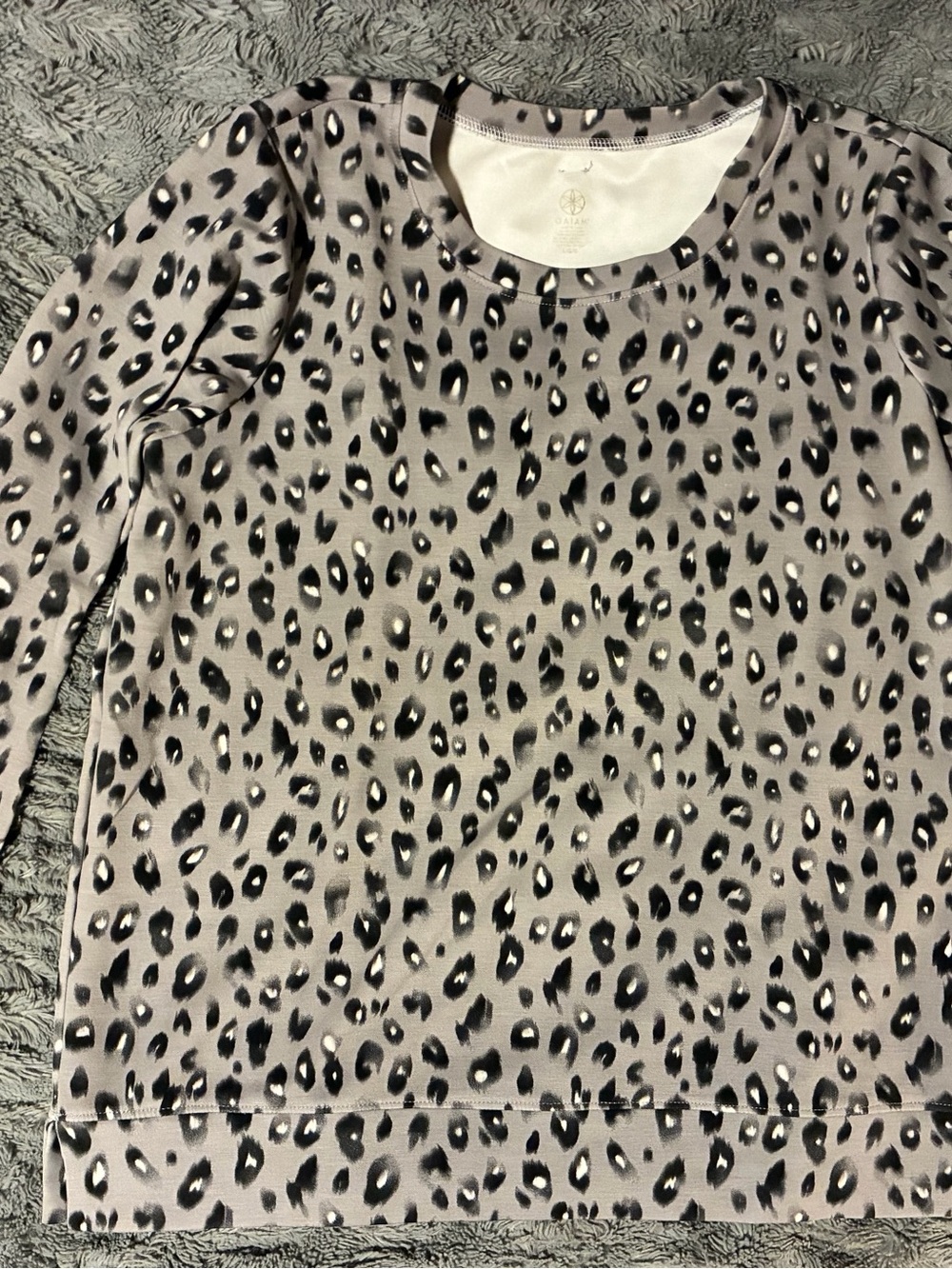 GAIAM Gray Leopard-Print Crewneck Sweatshirt